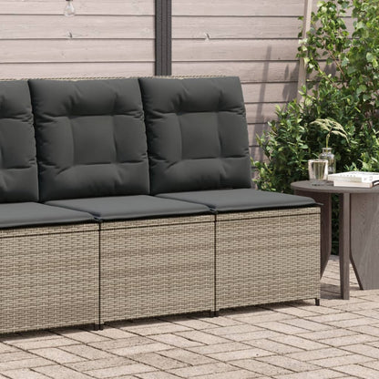 Tuinbank Verstelbaar Met Kussens Poly Rattan Grijs