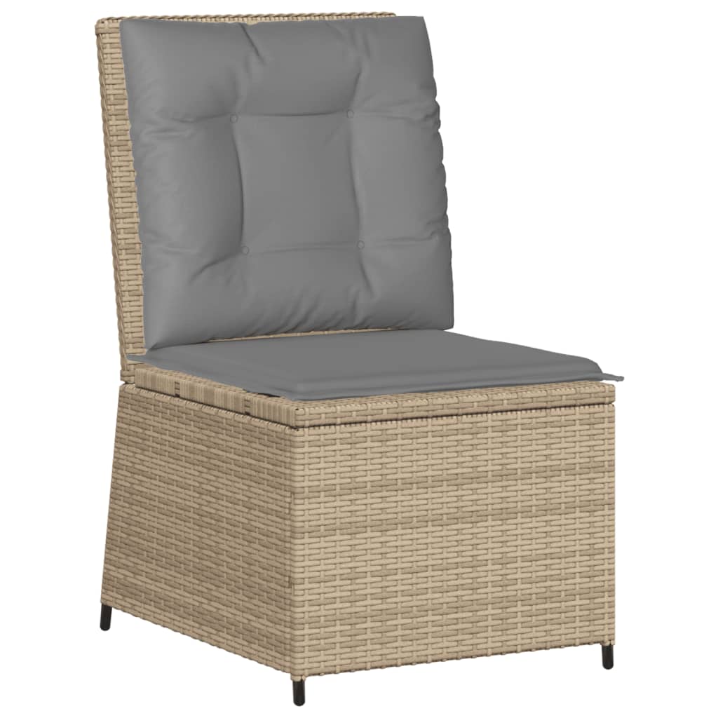 Tuinbank Verstelbaar Met Kussens Poly Rattan Beige En Grijs