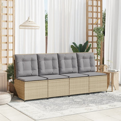 Tuinbank Verstelbaar Met Kussens Poly Rattan Beige En Grijs
