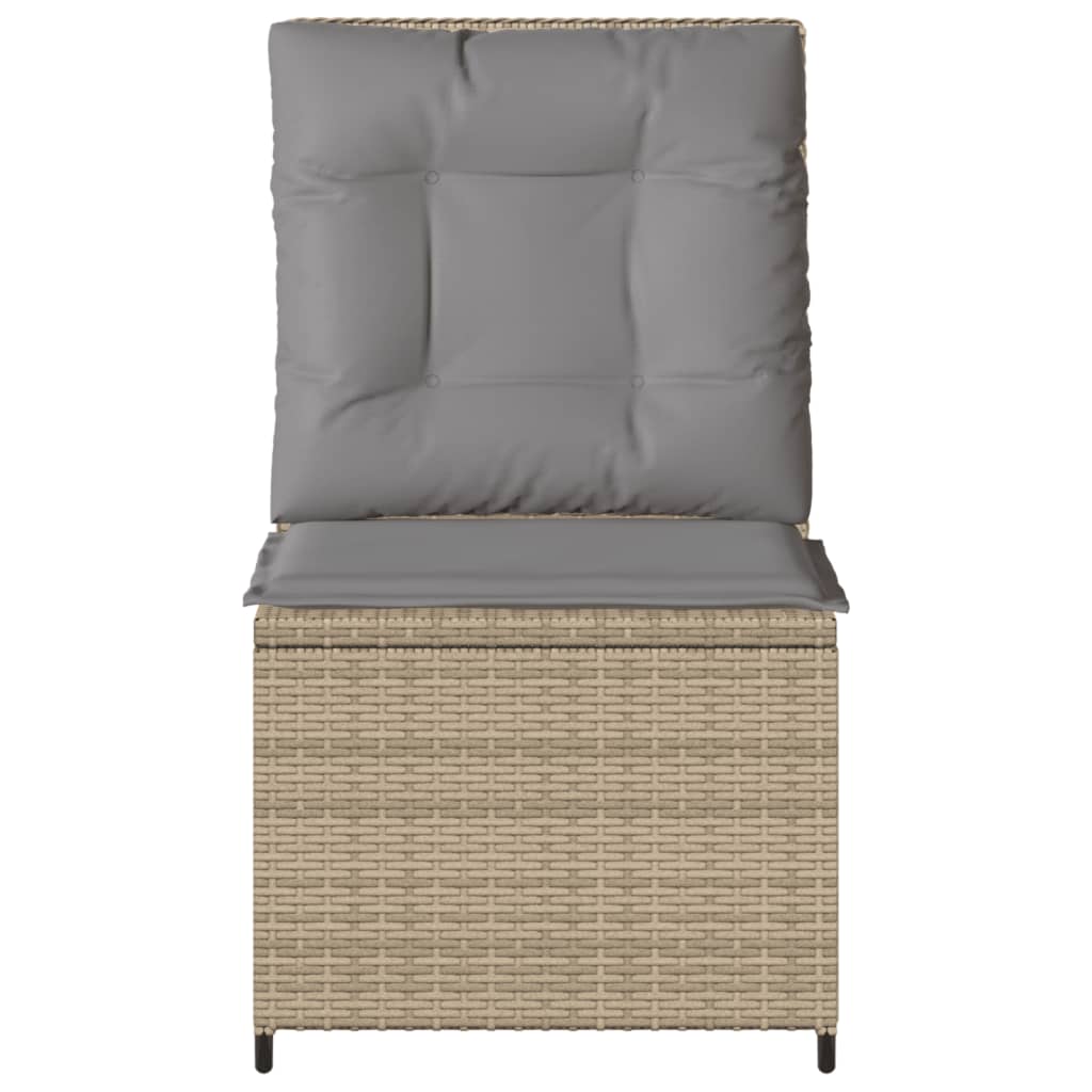 Tuinbank Verstelbaar Met Kussens Poly Rattan Beige En Grijs