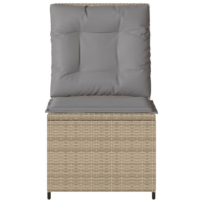 Tuinbank Verstelbaar Met Kussens Poly Rattan Beige En Grijs