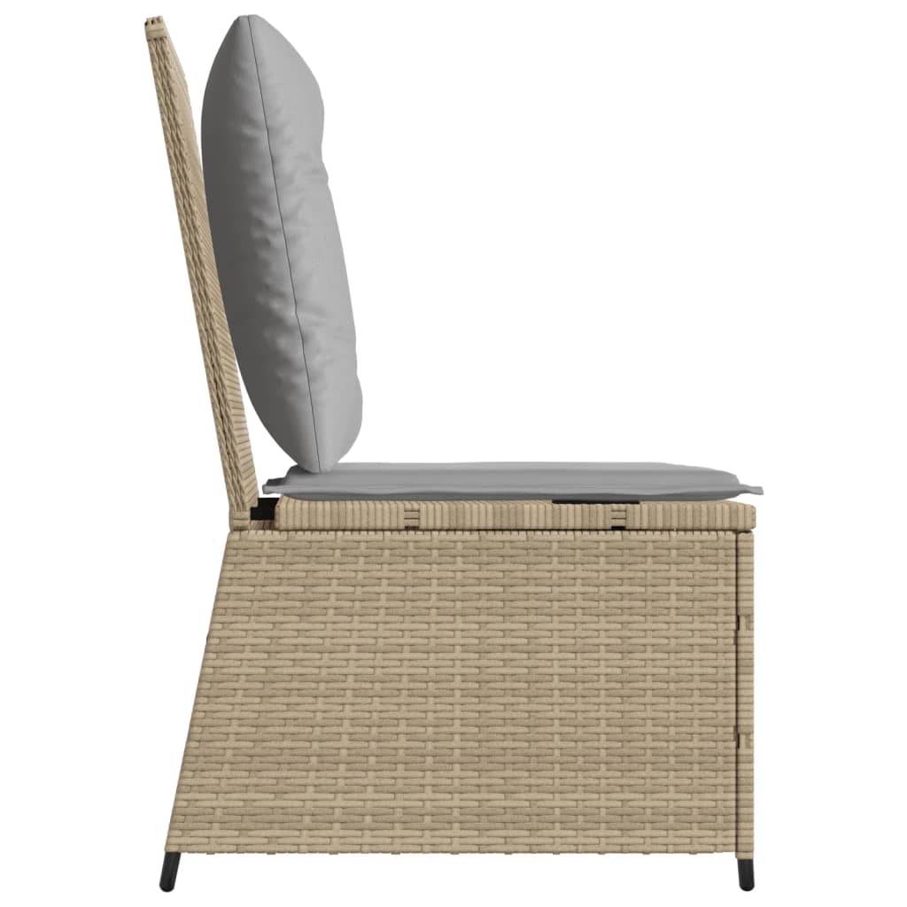 Tuinbank Verstelbaar Met Kussens Poly Rattan Beige En Grijs