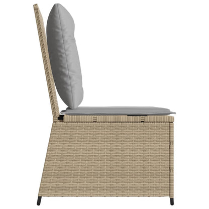 Tuinbank Verstelbaar Met Kussens Poly Rattan Beige En Grijs