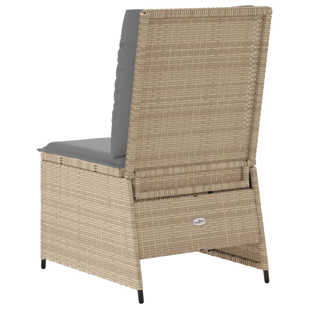 Tuinbank Verstelbaar Met Kussens Poly Rattan Beige En Grijs