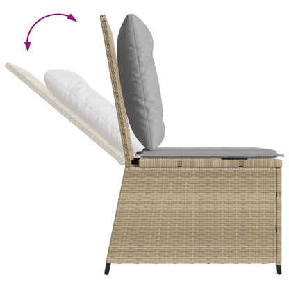 Tuinbank Verstelbaar Met Kussens Poly Rattan Beige En Grijs