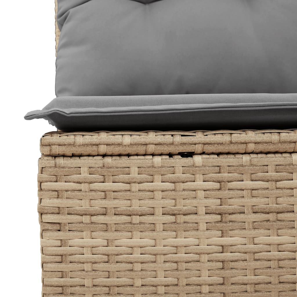 Tuinbank Verstelbaar Met Kussens Poly Rattan Beige En Grijs