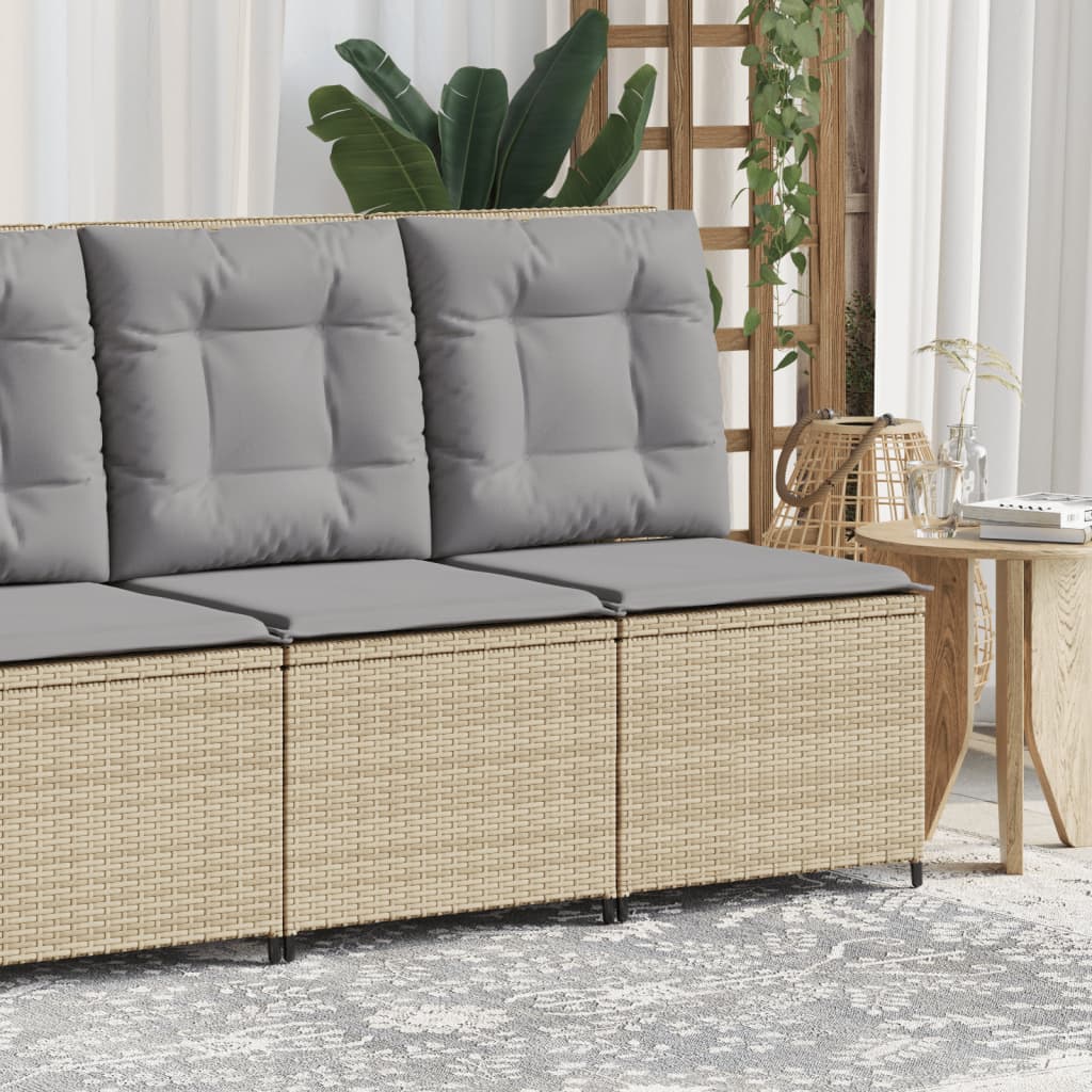Tuinbank Verstelbaar Met Kussens Poly Rattan Beige En Grijs