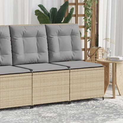 Tuinbank Verstelbaar Met Kussens Poly Rattan Beige En Grijs