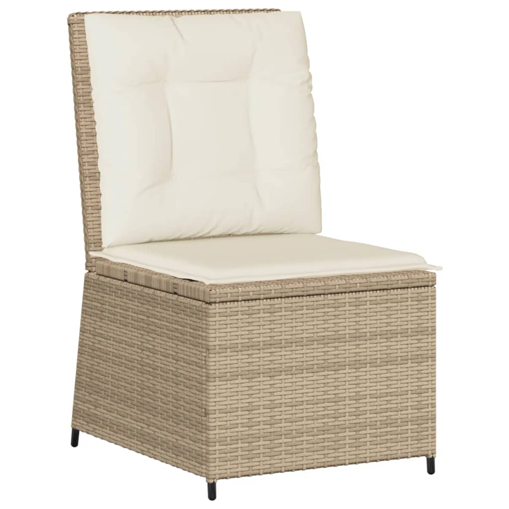Tuinbank Verstelbaar Met Kussens Poly Rattan Beige En Crèmekleurig