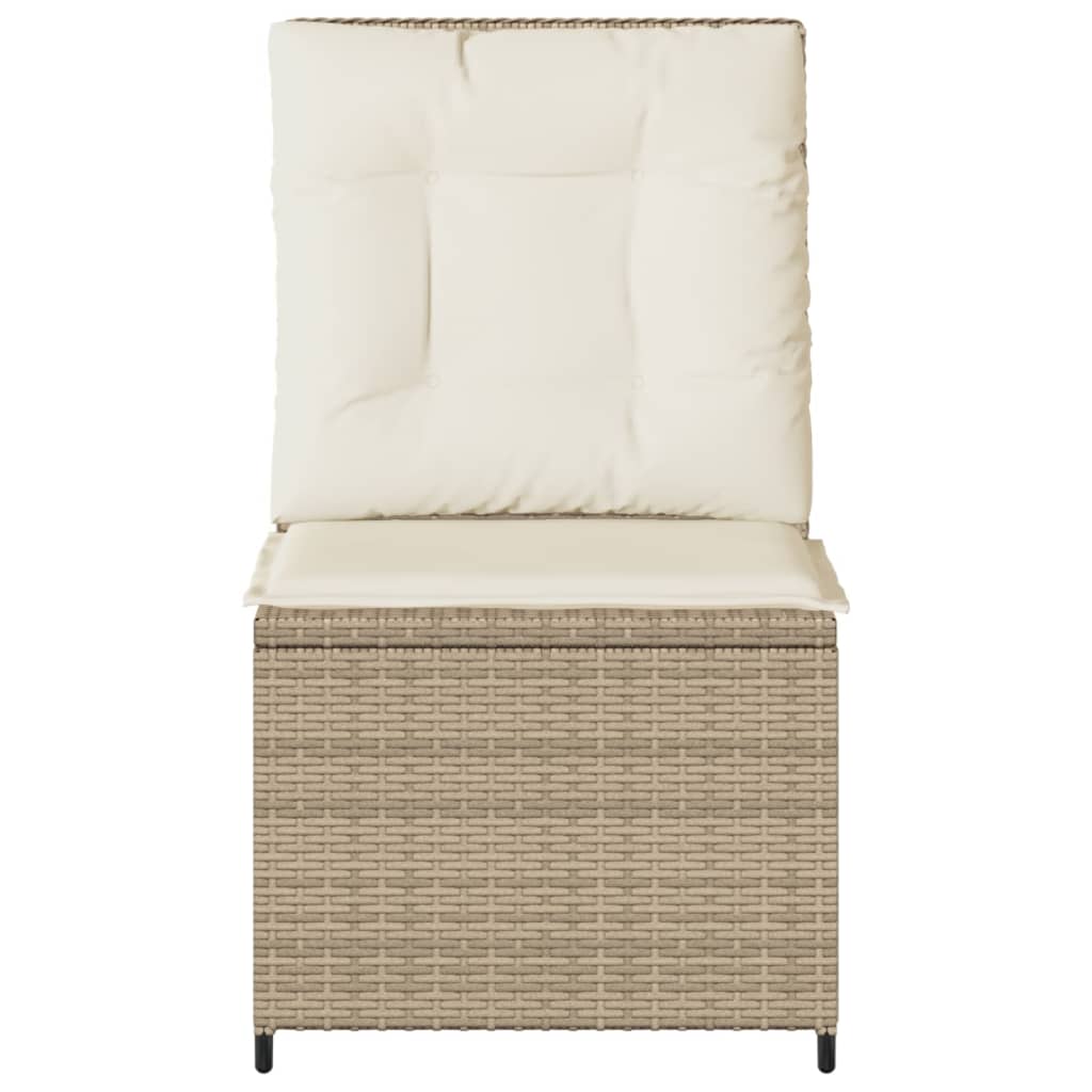 Tuinbank Verstelbaar Met Kussens Poly Rattan Beige En Crèmekleurig