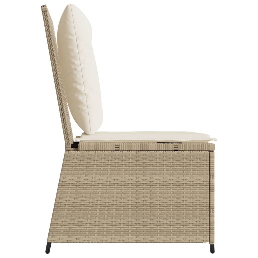 Tuinbank Verstelbaar Met Kussens Poly Rattan Beige En Crèmekleurig