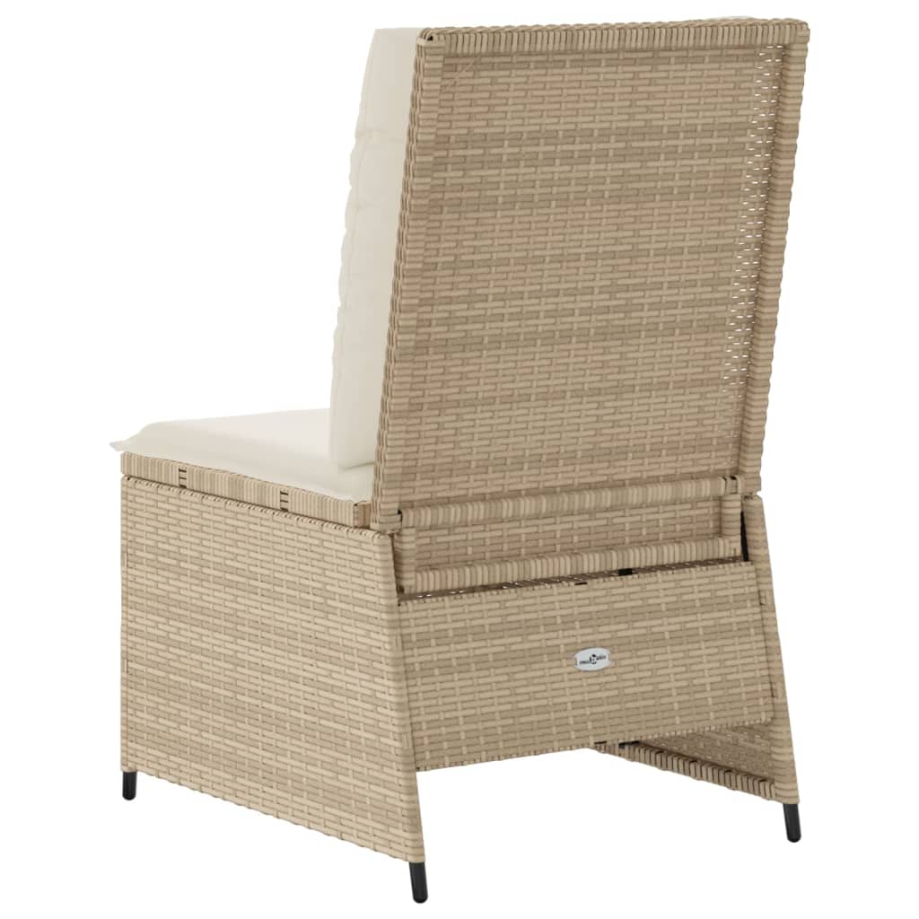 Tuinbank Verstelbaar Met Kussens Poly Rattan Beige En Crèmekleurig