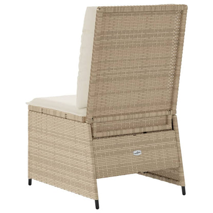 Tuinbank Verstelbaar Met Kussens Poly Rattan Beige En Crèmekleurig