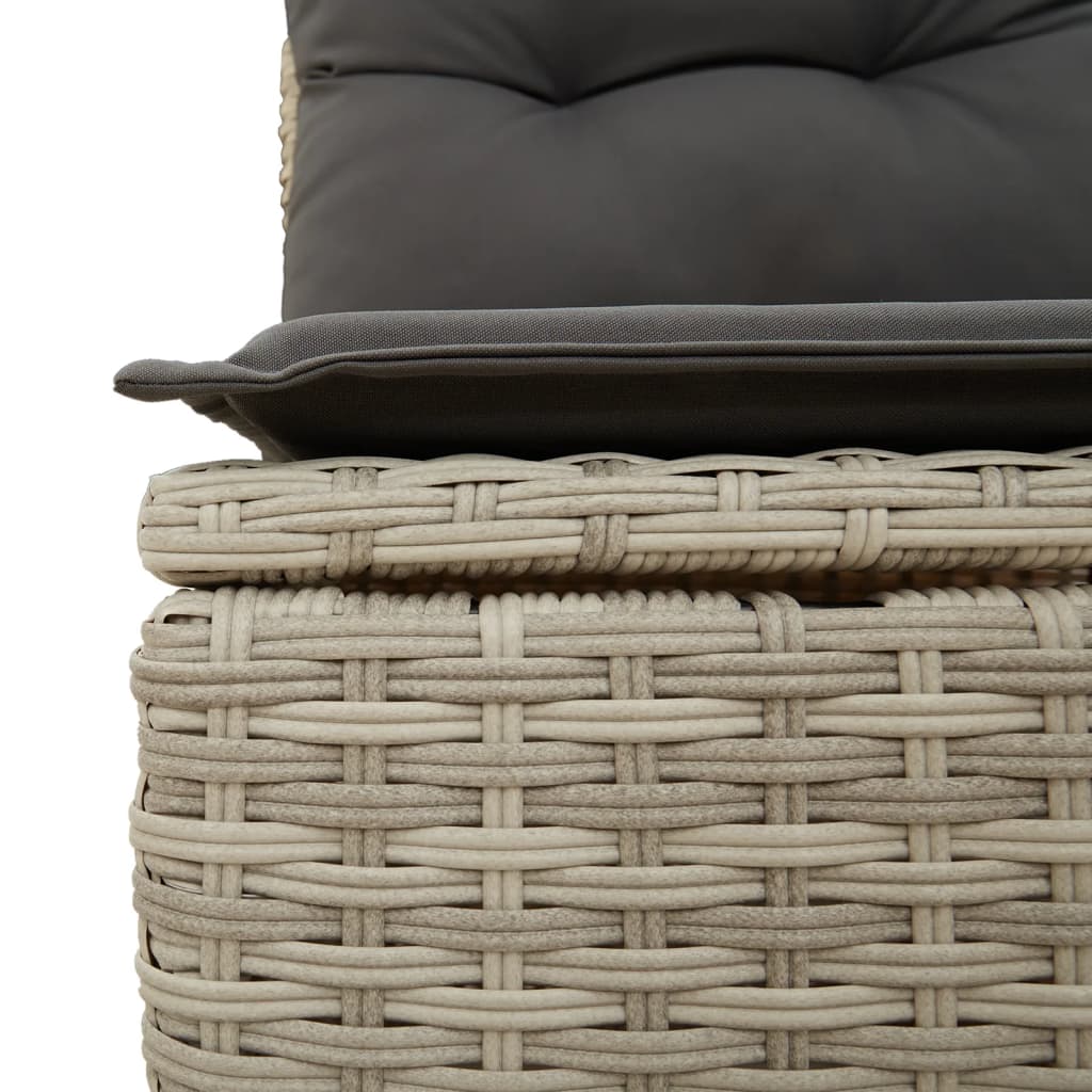 Tuinbank Verstelbaar Met Kussens Poly Rattan Lichtgrijs