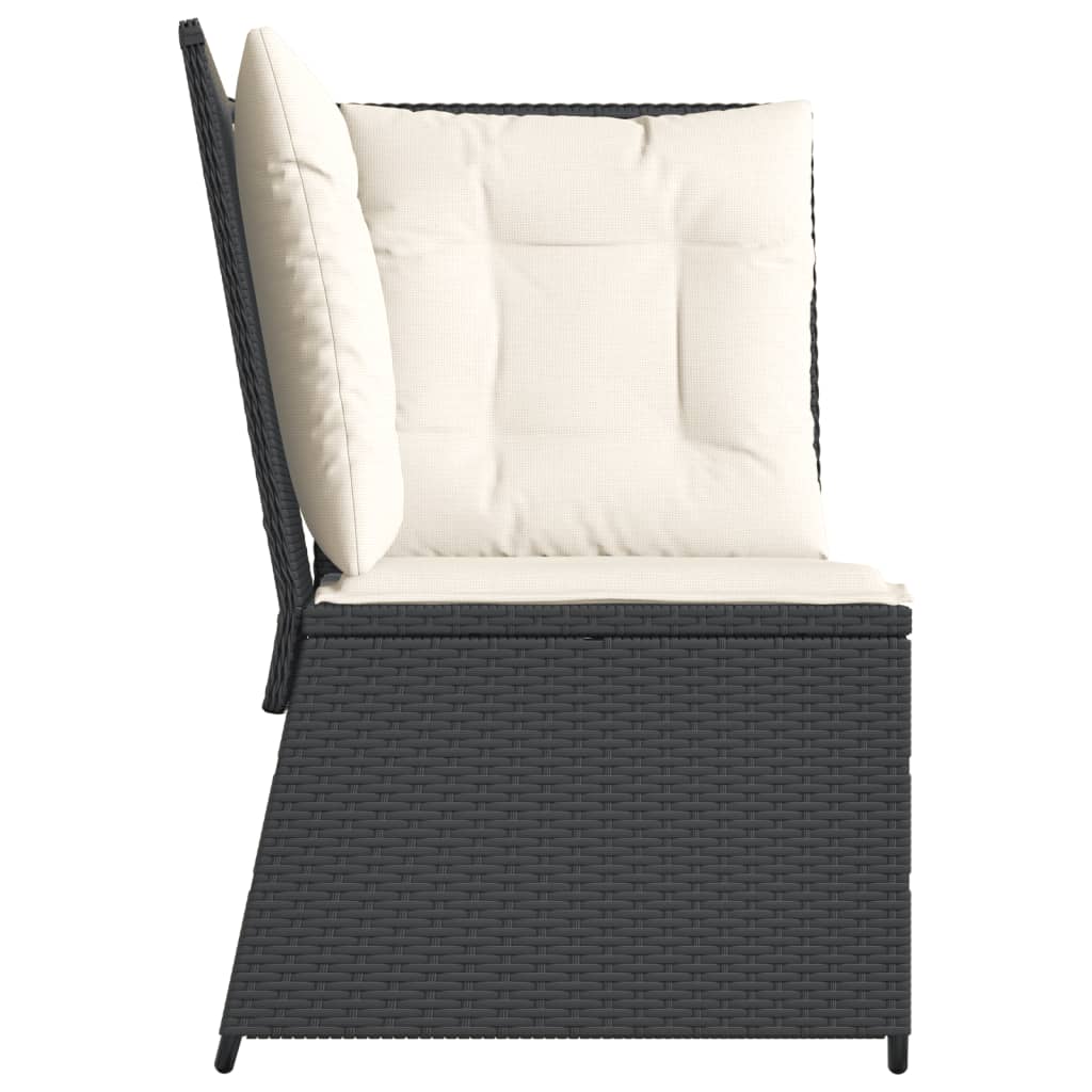 Tuinhoekbank Met Kussens Poly Rattan Zwart