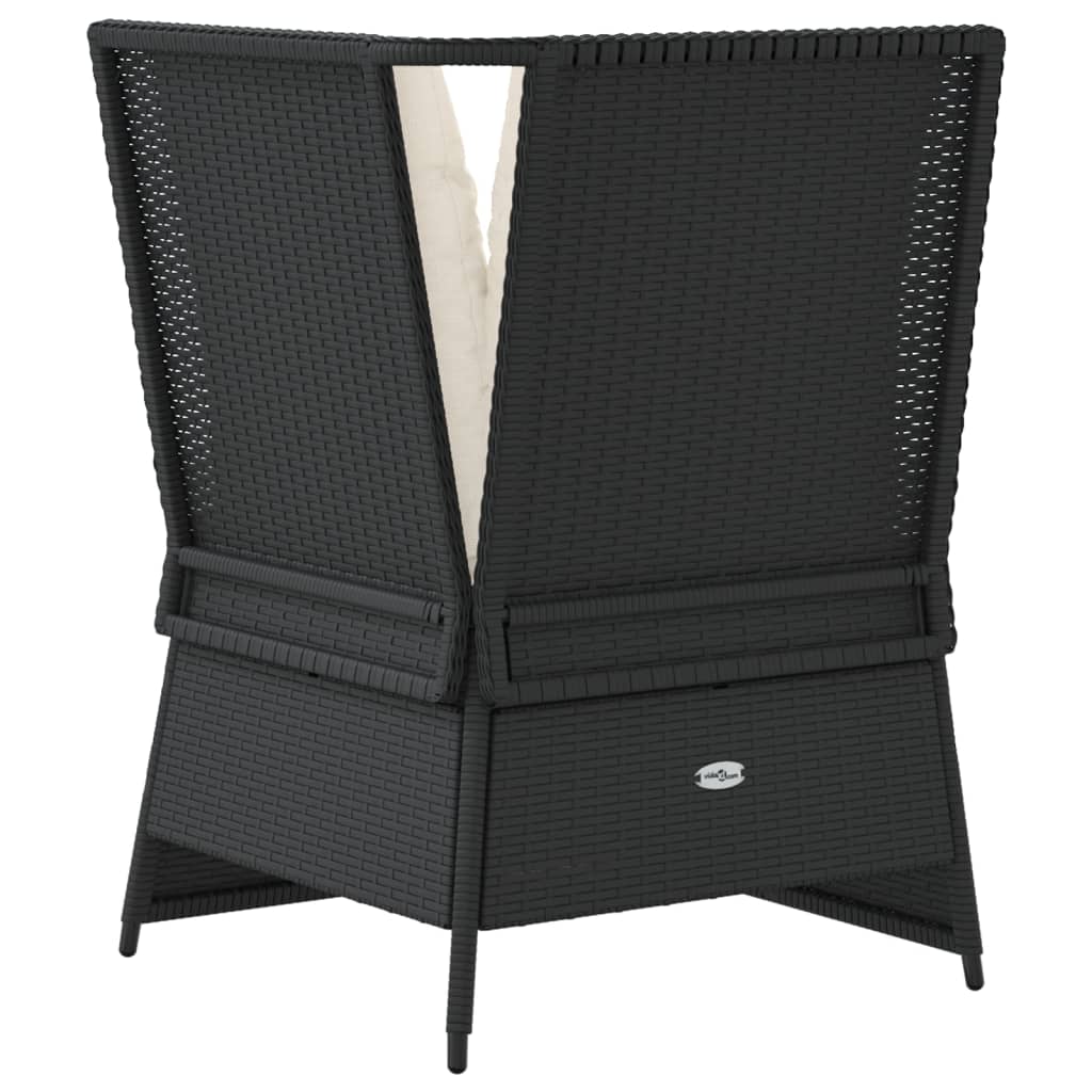 Tuinhoekbank Met Kussens Poly Rattan Zwart