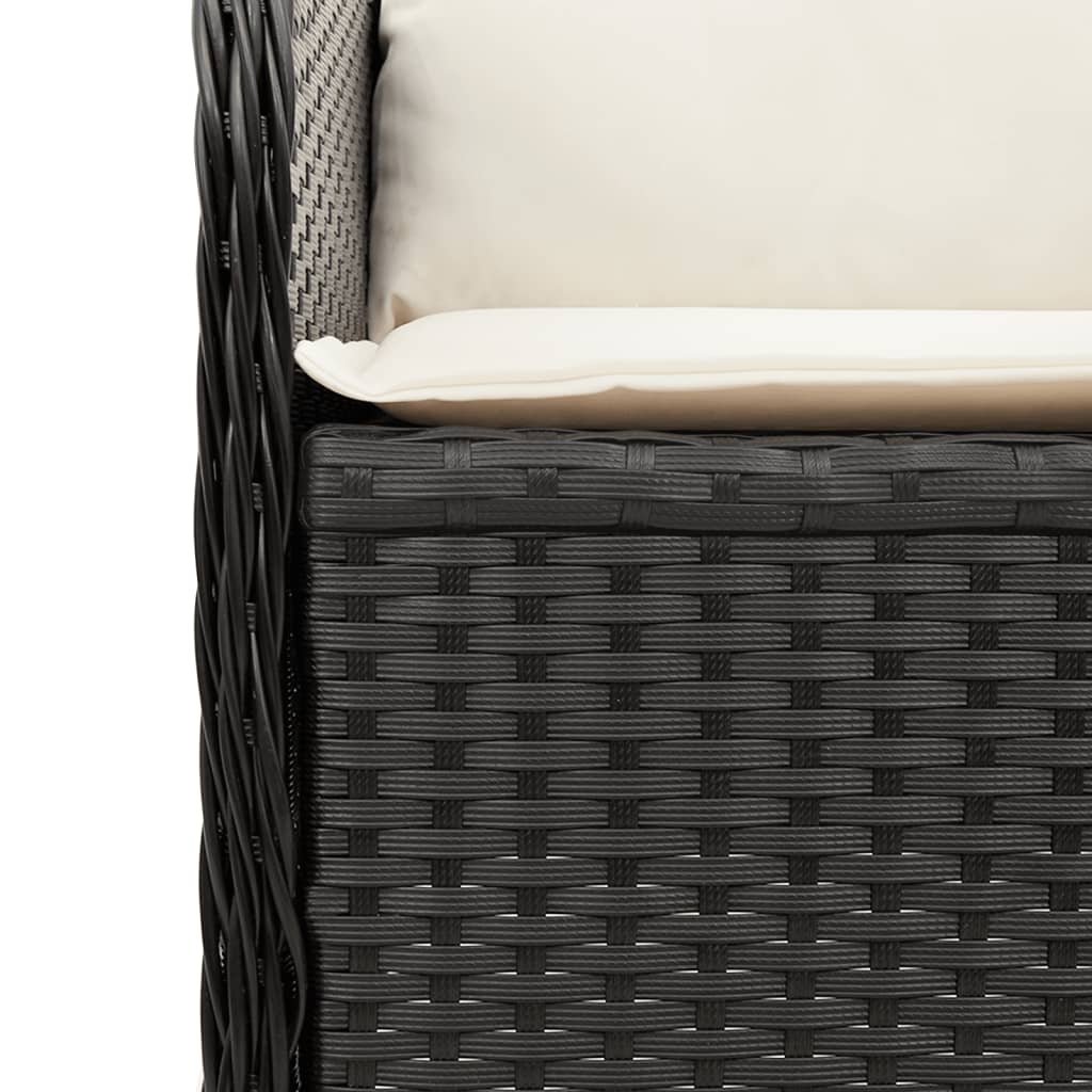 Tuinhoekbank Met Kussens Poly Rattan Zwart