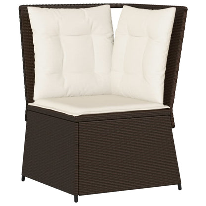 Tuinhoekbank Met Kussens Poly Rattan Bruin