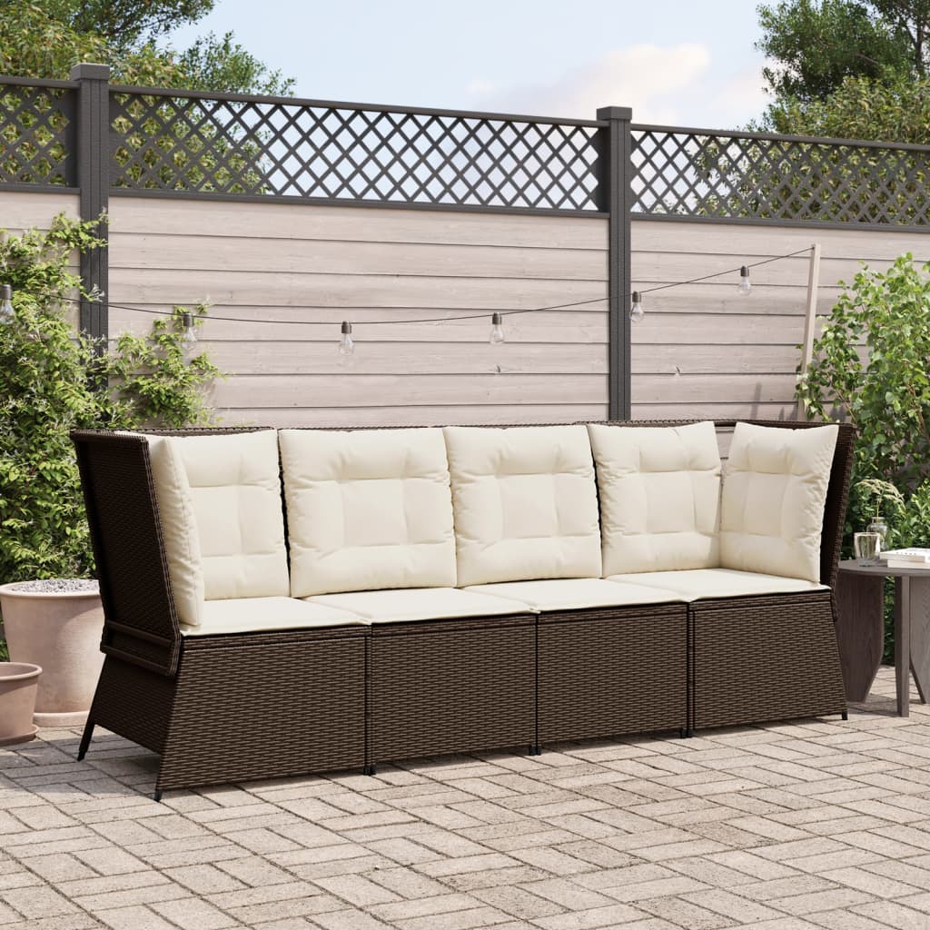 Tuinhoekbank Met Kussens Poly Rattan Bruin