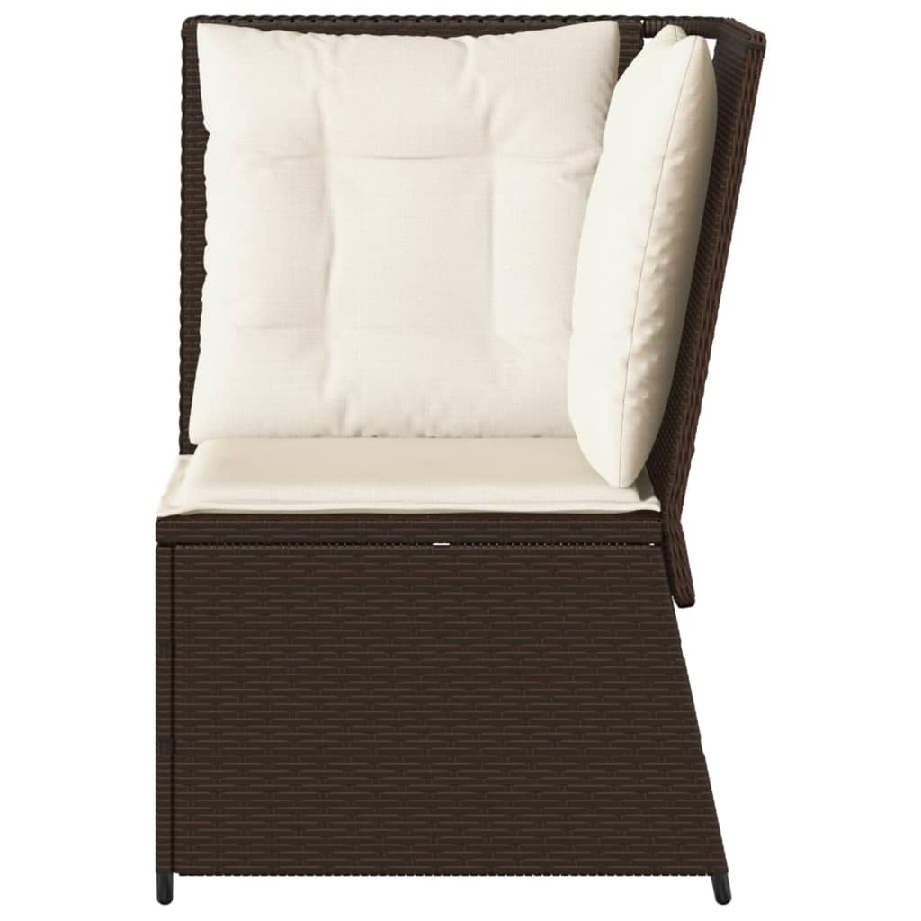 Tuinhoekbank Met Kussens Poly Rattan Bruin