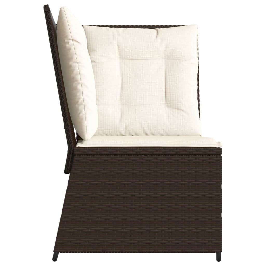 Tuinhoekbank Met Kussens Poly Rattan Bruin