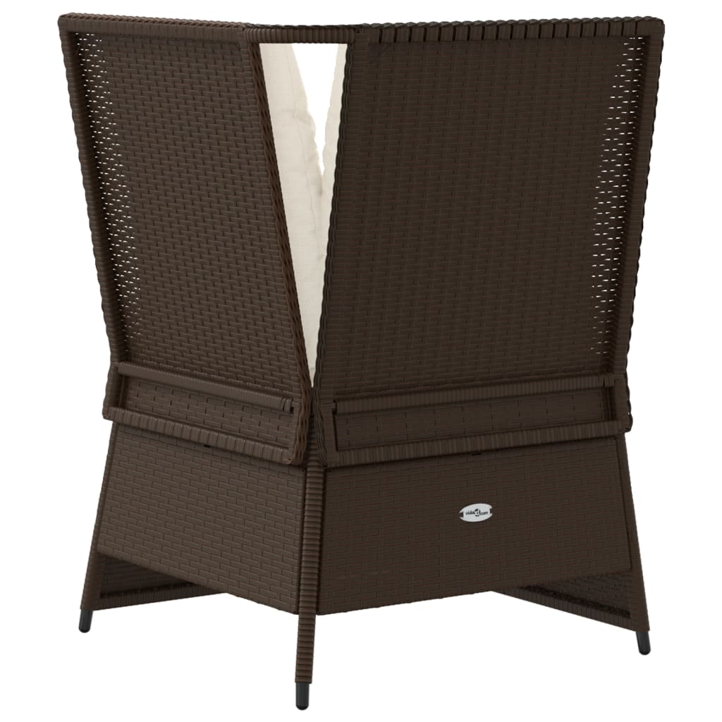 Tuinhoekbank Met Kussens Poly Rattan Bruin