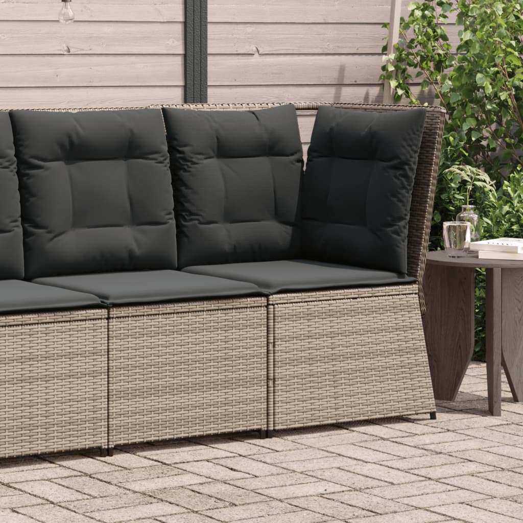 Tuinhoekbank Met Kussens Poly Rattan Grijs