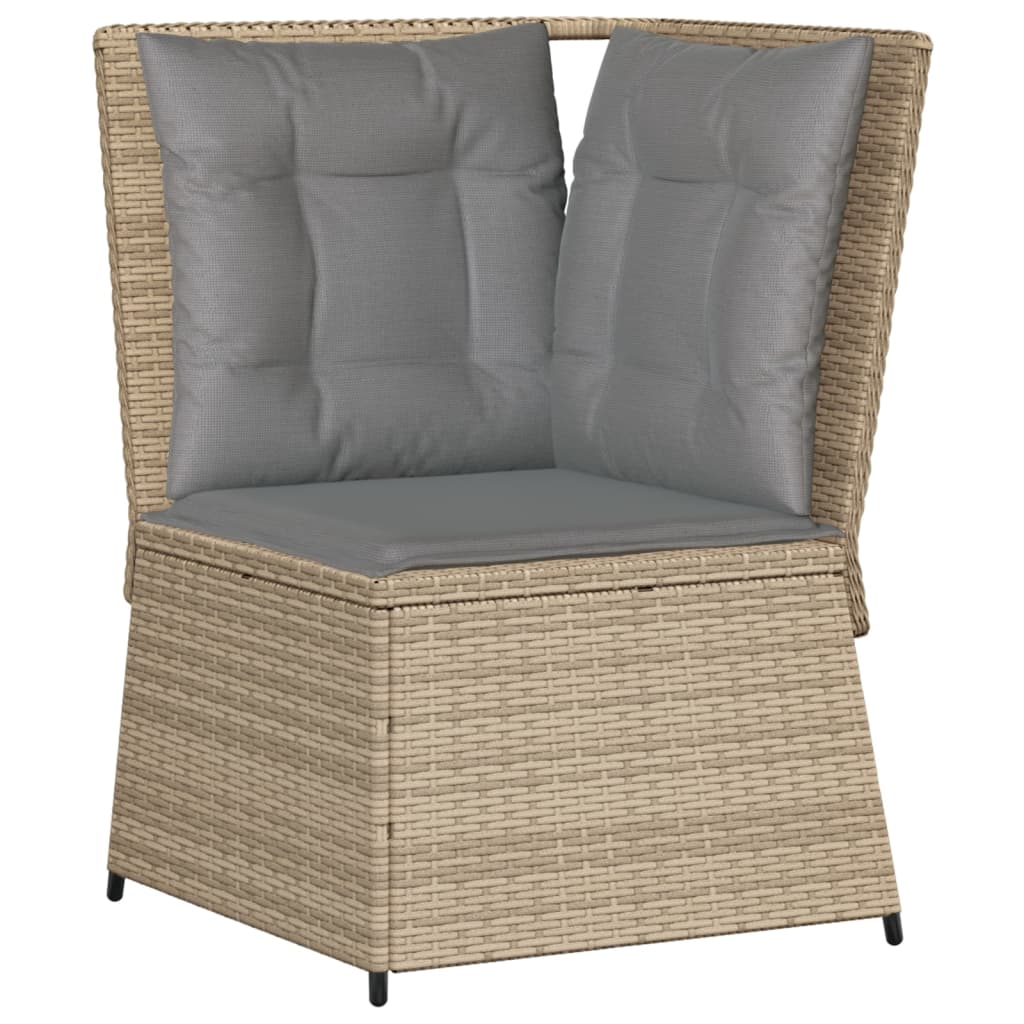 Tuinhoekbank Met Kussens Poly Rattan Beige En Grijs
