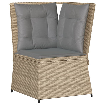 Tuinhoekbank Met Kussens Poly Rattan Beige En Grijs