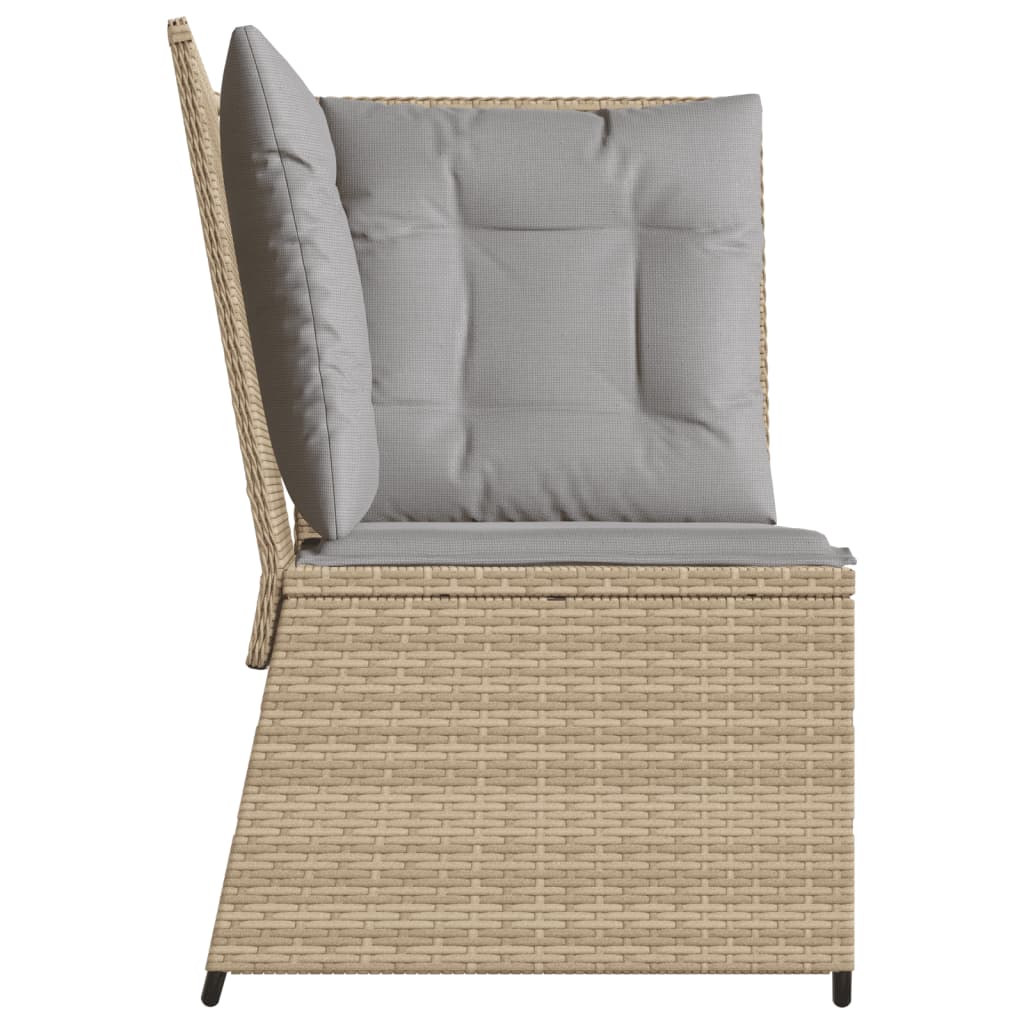 Tuinhoekbank Met Kussens Poly Rattan Beige En Grijs