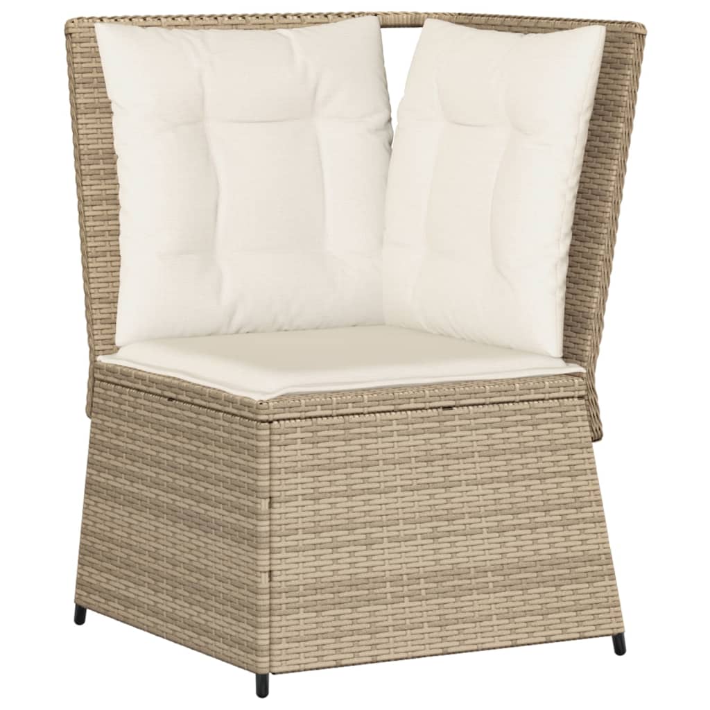 Tuinhoekbank Met Kussens Poly Rattan Beige En Crèmekleurig