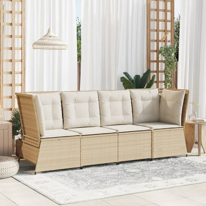 Tuinhoekbank Met Kussens Poly Rattan Beige En Crèmekleurig