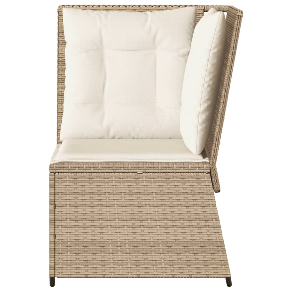 Tuinhoekbank Met Kussens Poly Rattan Beige En Crèmekleurig