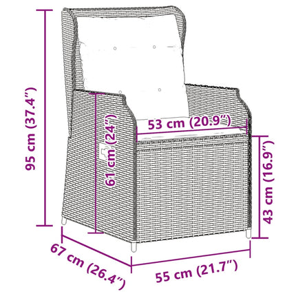 Tuinstoelen 2 St Verstelbaar Met Kussens Poly Rattan
