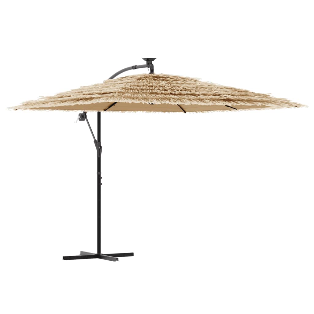 Parasol Met Led's En Stalen Paal Bruin