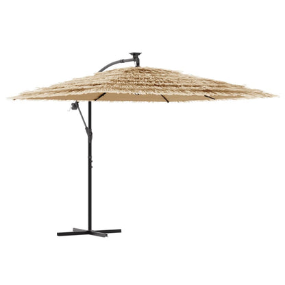 Parasol Met Led's En Stalen Paal Bruin