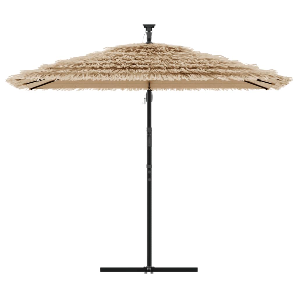 Parasol Met Led's En Stalen Paal Bruin