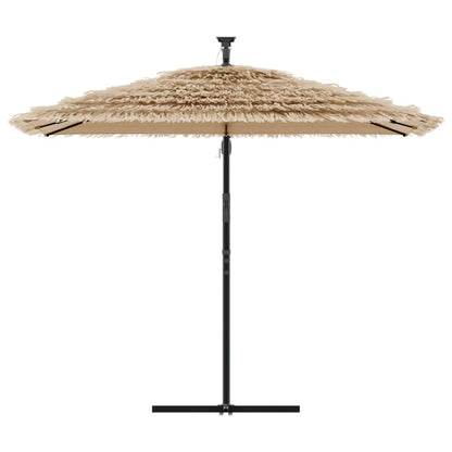 Parasol Met Led's En Stalen Paal Bruin