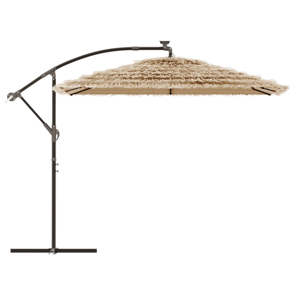 Parasol Met Led's En Stalen Paal Bruin