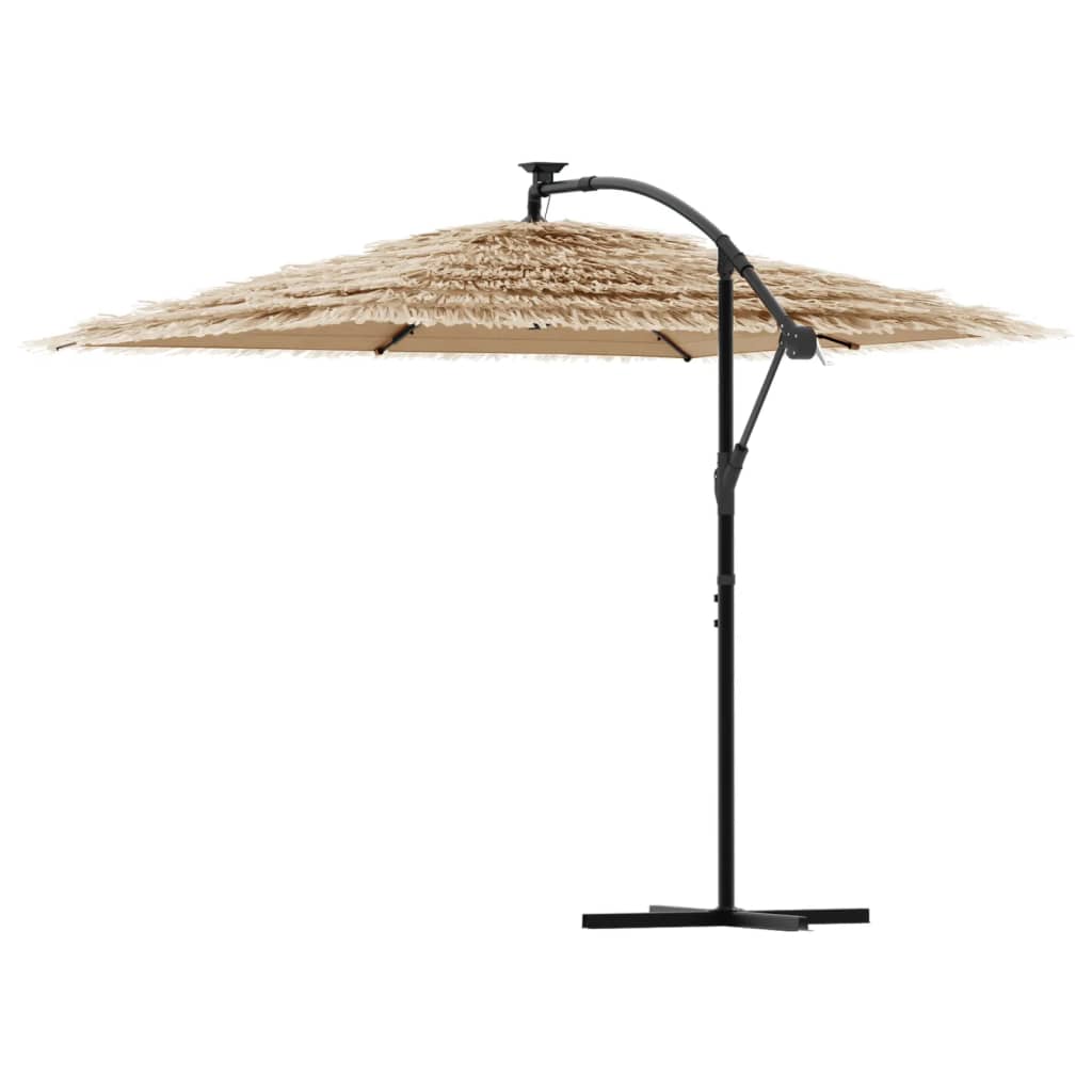 Parasol Met Led's En Stalen Paal Bruin