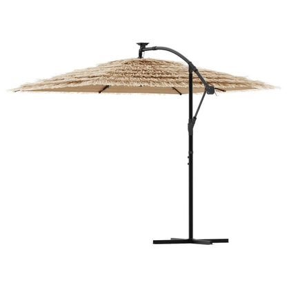 Parasol Met Led's En Stalen Paal Bruin