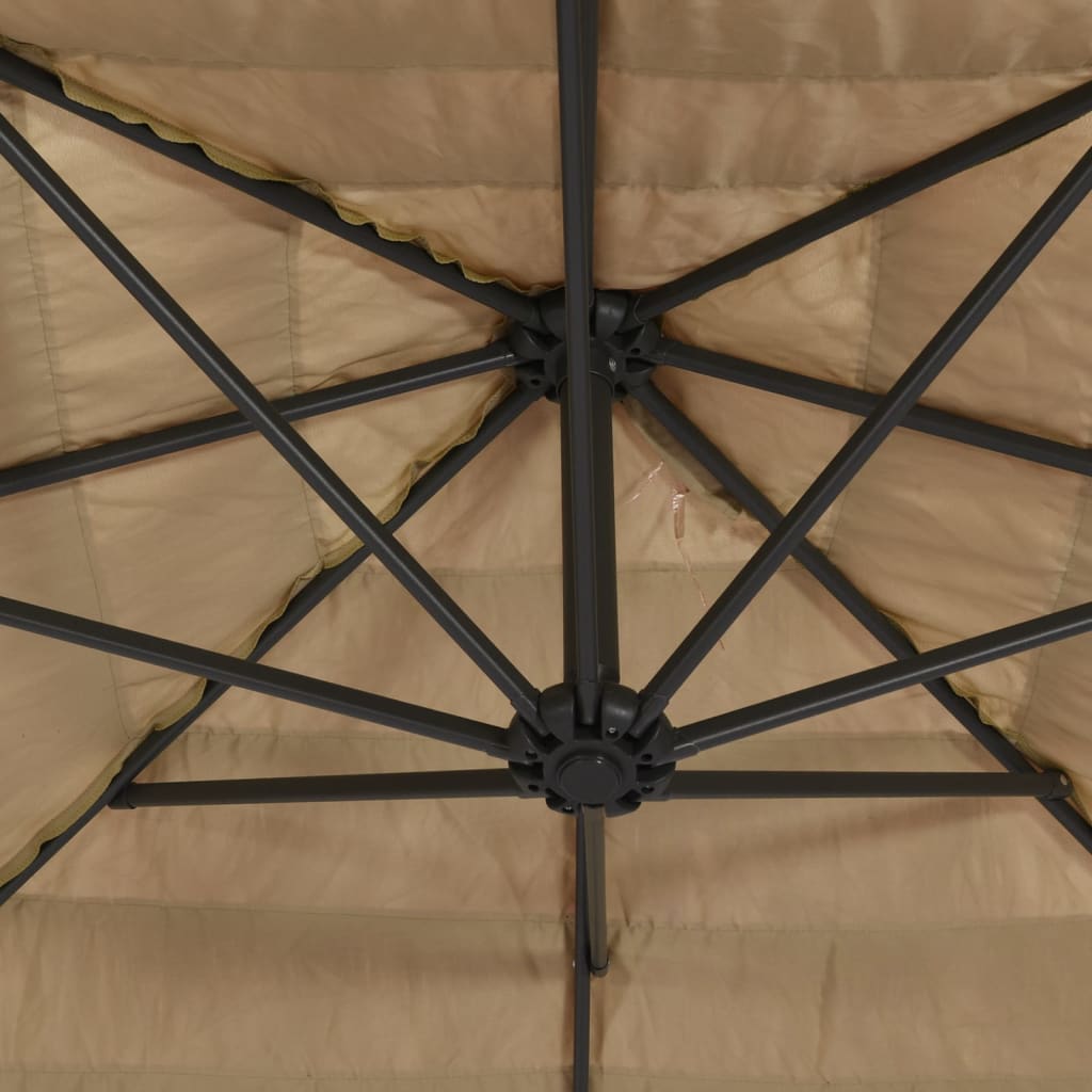 Parasol Met Led's En Stalen Paal Bruin
