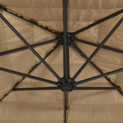 Parasol Met Led's En Stalen Paal Bruin