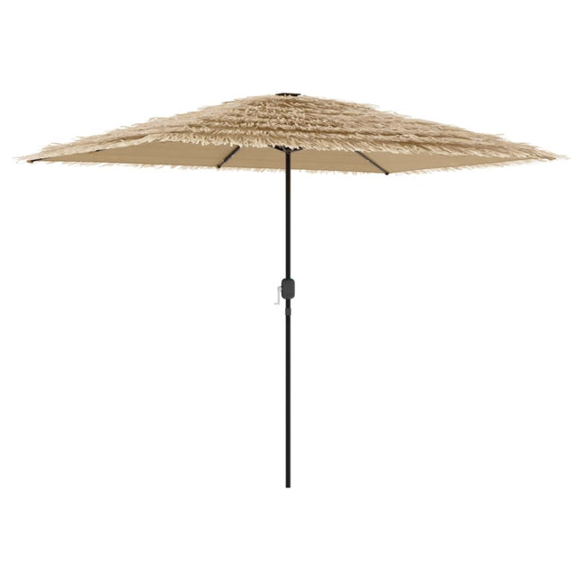 Parasol Met Led's En Stalen Paal Bruin