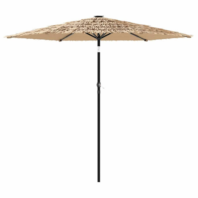 Parasol Met Led's En Stalen Paal Bruin