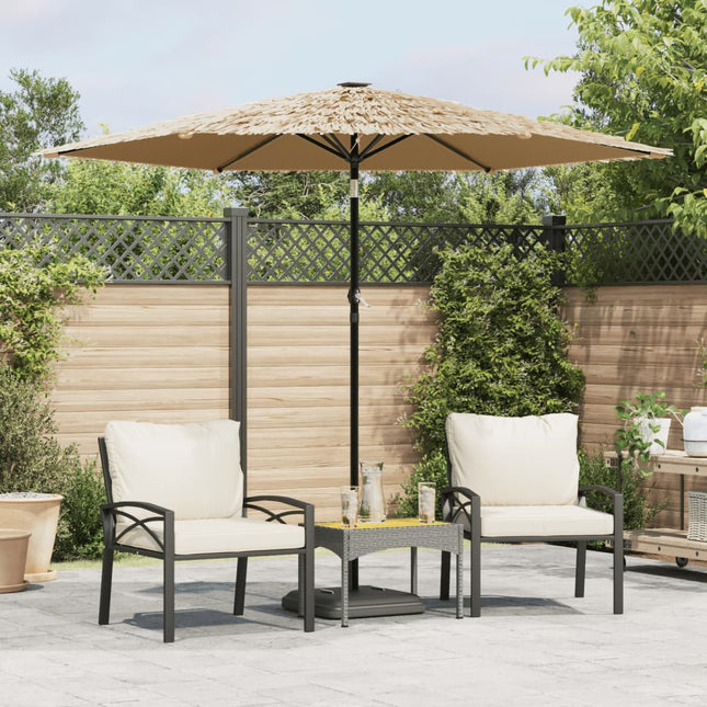 Parasol Met Led's En Stalen Paal Bruin