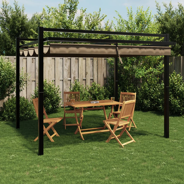 Prieel Met Uittrekbaar Dak 3X3 M Aluminium Kleurig