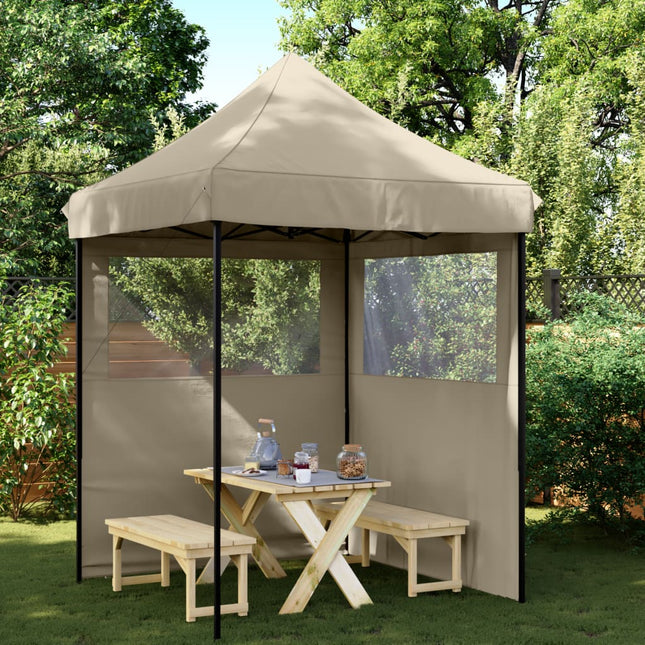 Partytent Inklapbaar Pop-Up Met 2 Zijwanden Taupe Oranje