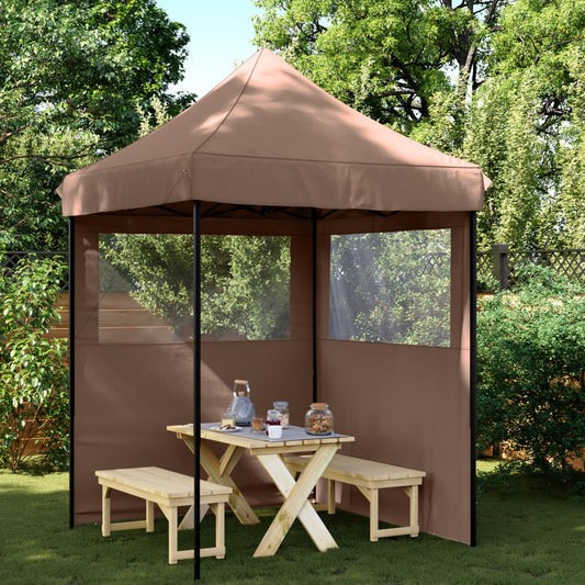 Partytent Inklapbaar Pop-Up Met 2 Zijwanden Bruin Bordeauxrood
