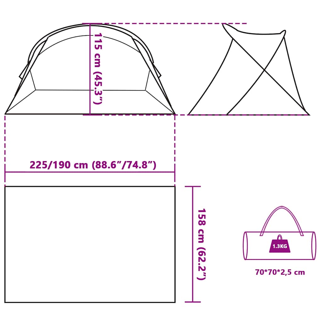 Strandtent 2-Persoons Pop-Up Waterdicht Azuurblauw